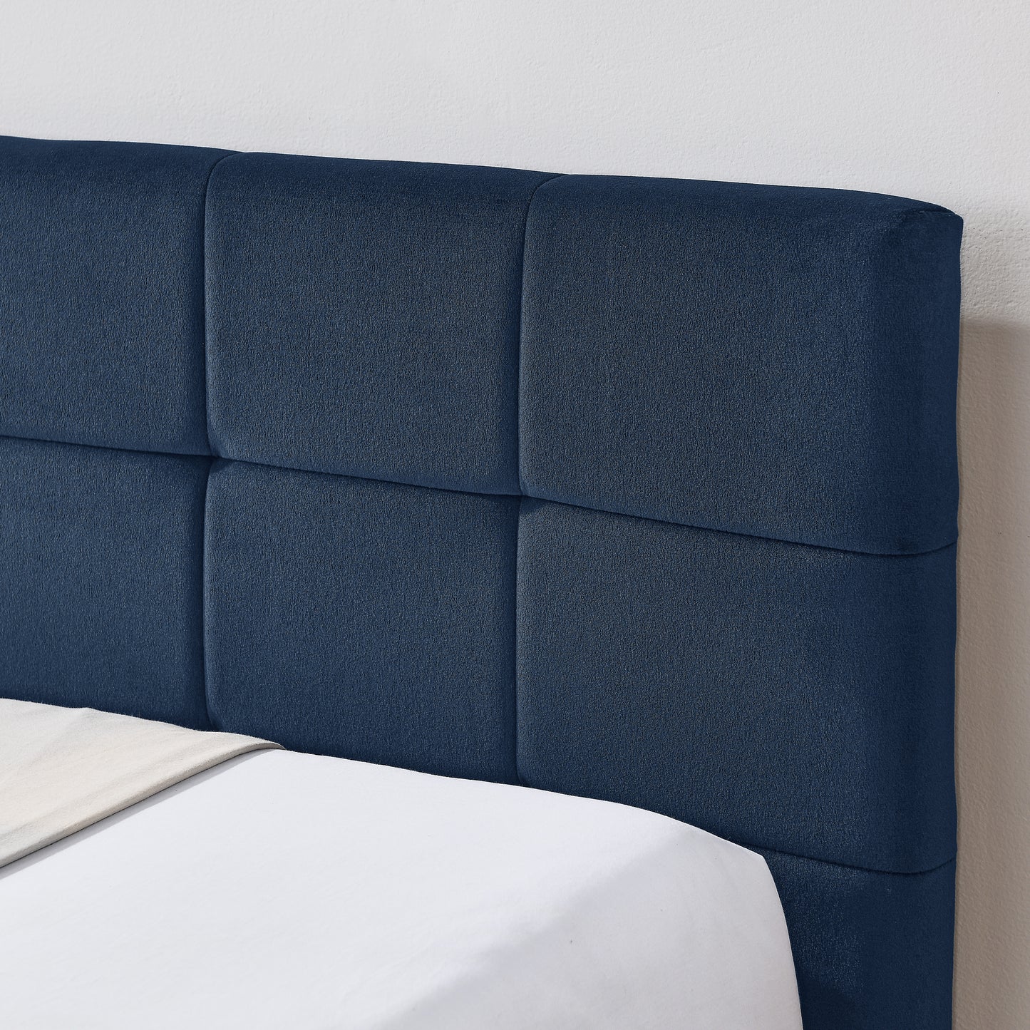 Full Size Upholstered Tufted Bed Frame, Sofa Bed Frame With Comfortable Backrest And Armrests, Full Size Bed For Bedroom, Living Room,Velvet, Dark Blue 80.5x59x30.5
