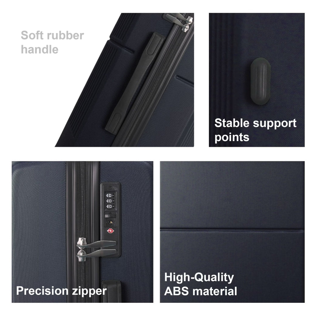 BLUE 3-Piece Premium ABS Luggage Set-20, 24, And 28 Suitcases With Multi-Position Handle, Silent Spinner Wheels, And TSA-Approved Lock-Durable, Stylish, And Spacious Travel Gear