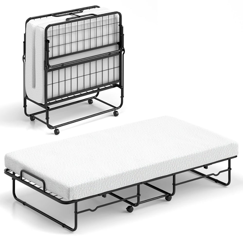 Twin Size Folding Bed With Memory Foam Mattress And Heavy-duty Metal Frame