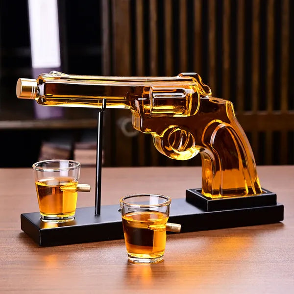 Gifts For Men Dad, 10 Oz Whiskey Gun Decanter Set + 2 Bullet Glasses - Unique Birthday Pistol Gift Ideas Daughter Son, Personalized Liquor Dispenser - Scotch Bourbon Vodka, Him, Brother Husband