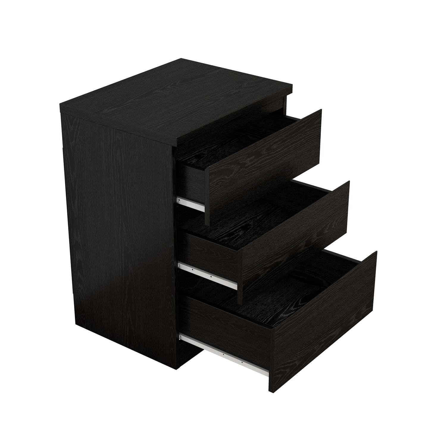 19.7-Inch Black Nightstand With 3 Drawers, Beside Table With Drawers Handle Free Design,Thickened Top Plate,Small Side Table Storage Cabinet 3 Drawer Night Stand For Bedroom,Living Room