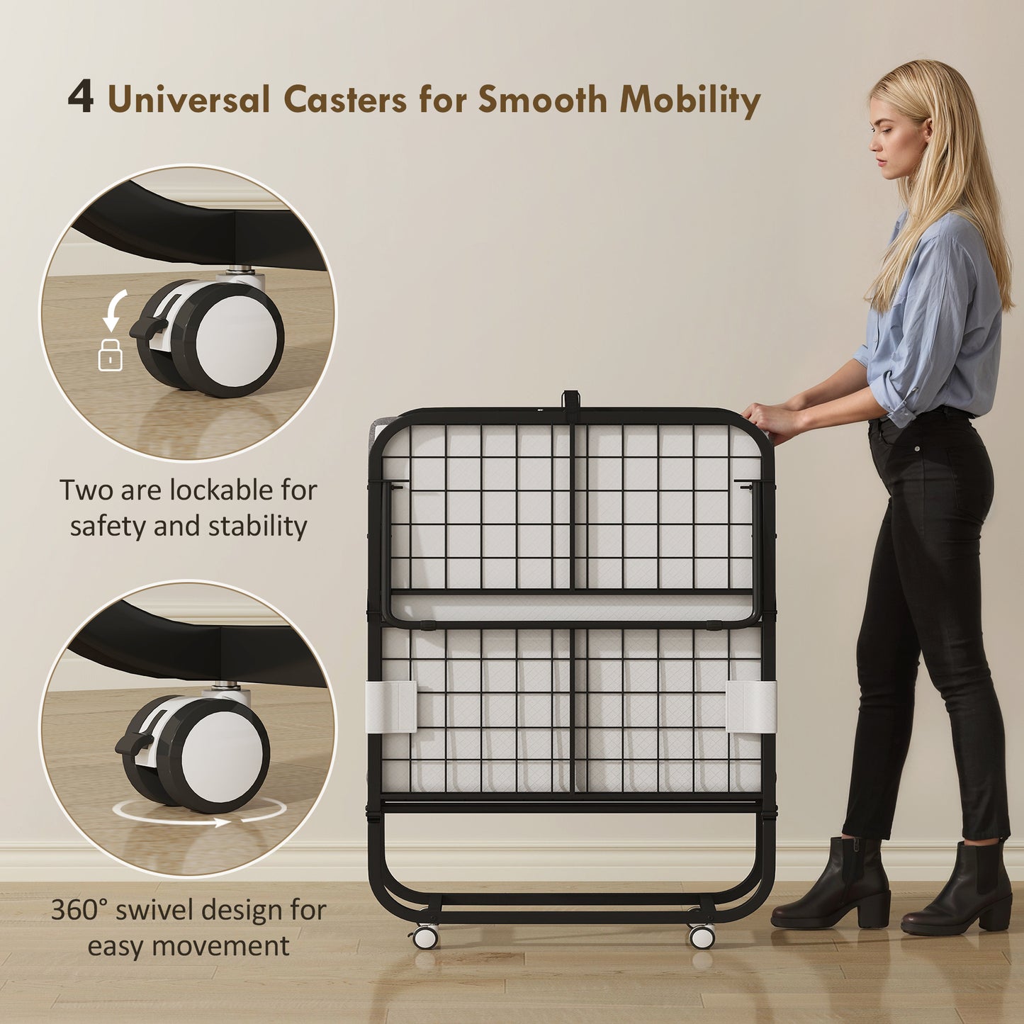 Folding Bed with Mattress for Adults