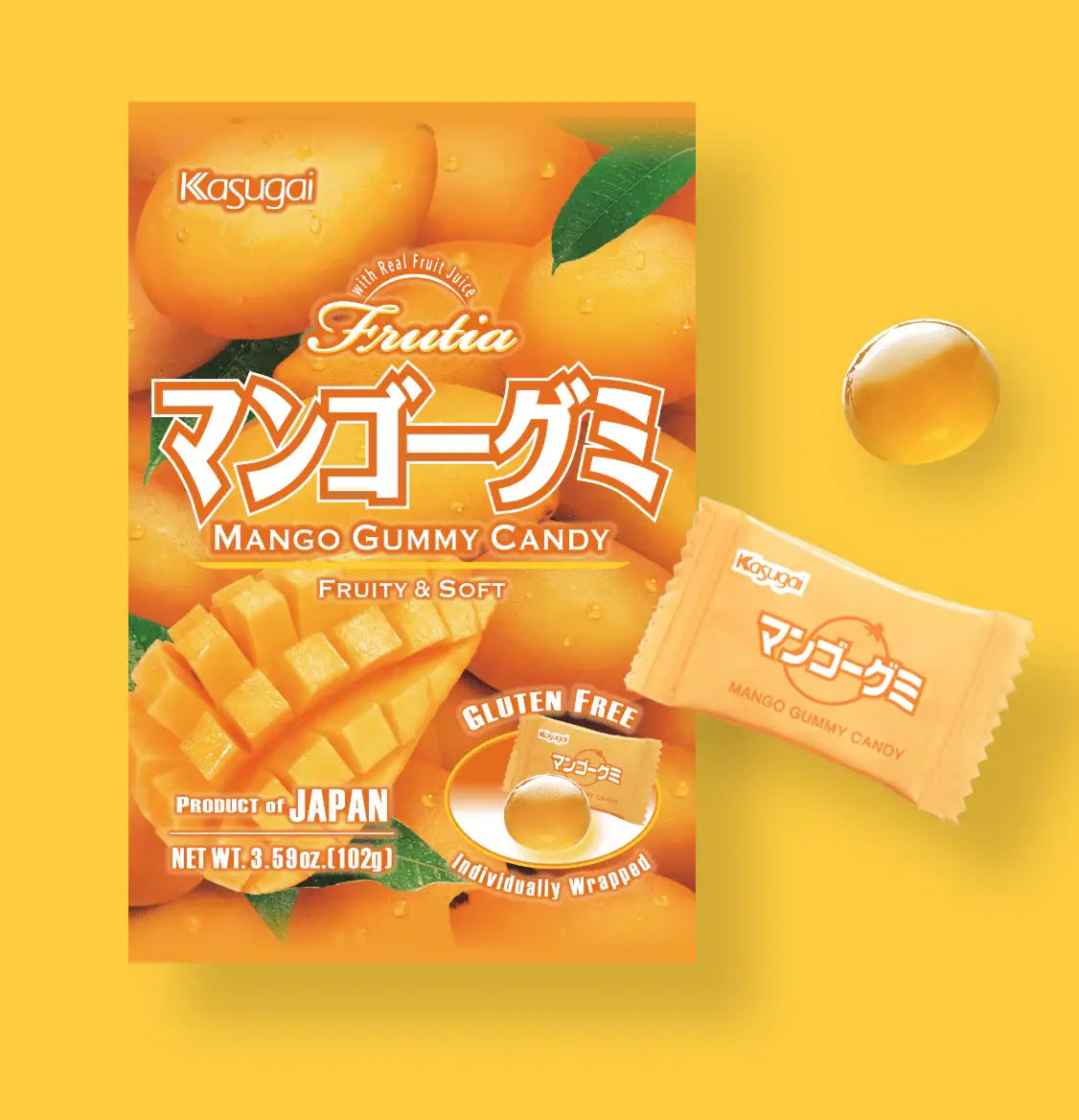 KASUGAI FRUTIA MANGO GUMMY 3.59oz Bag