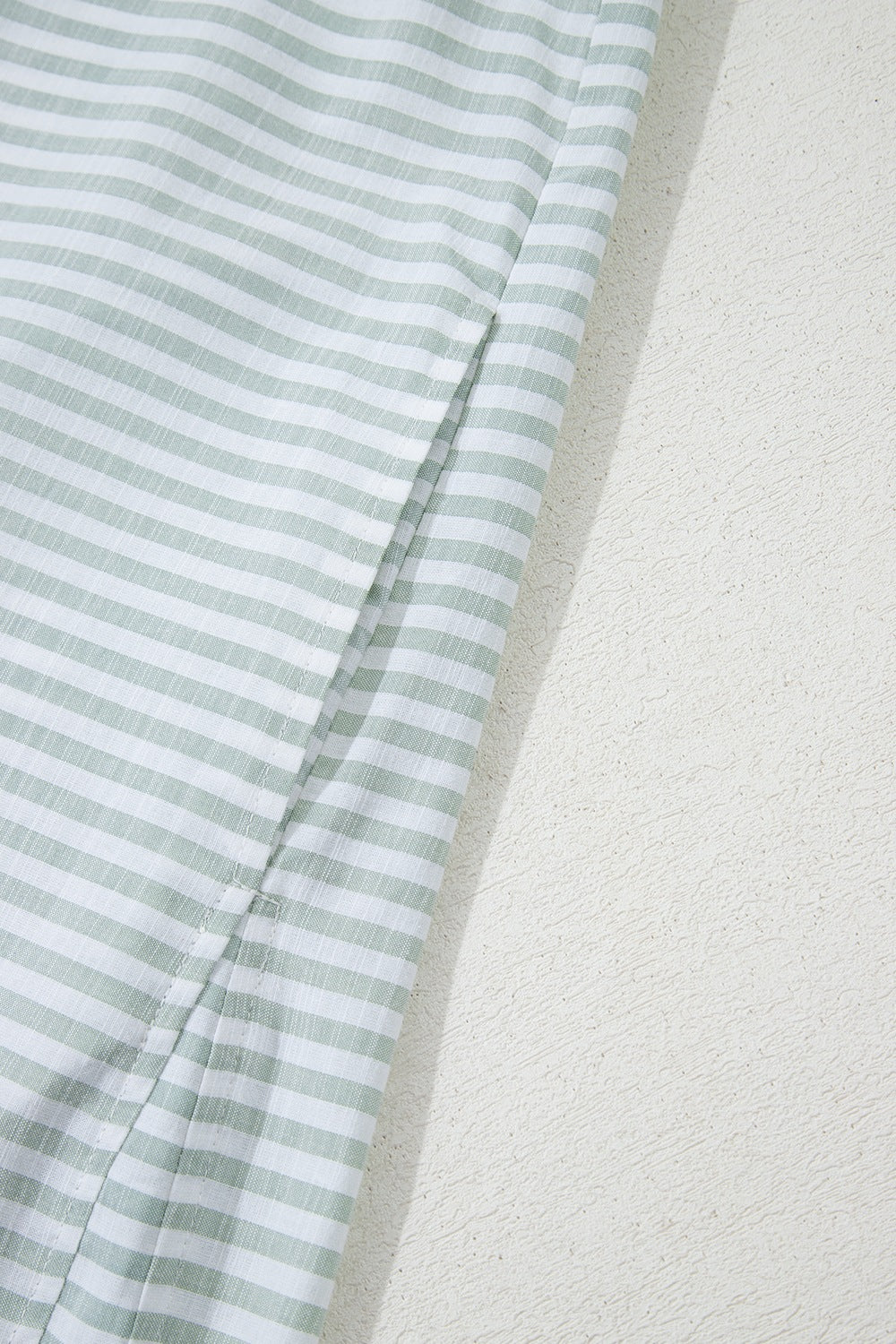 Striped Johnny Collar Long Sleeve Mini Shirt Dress