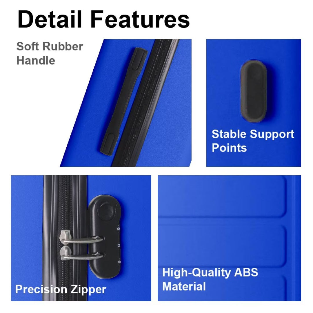 Luggage Sets ABS Hardshell 3pcs Luggage, Lightweight Durable Suitcase Sets Spinner Wheels Suitcase 20-24-28 BLUE
