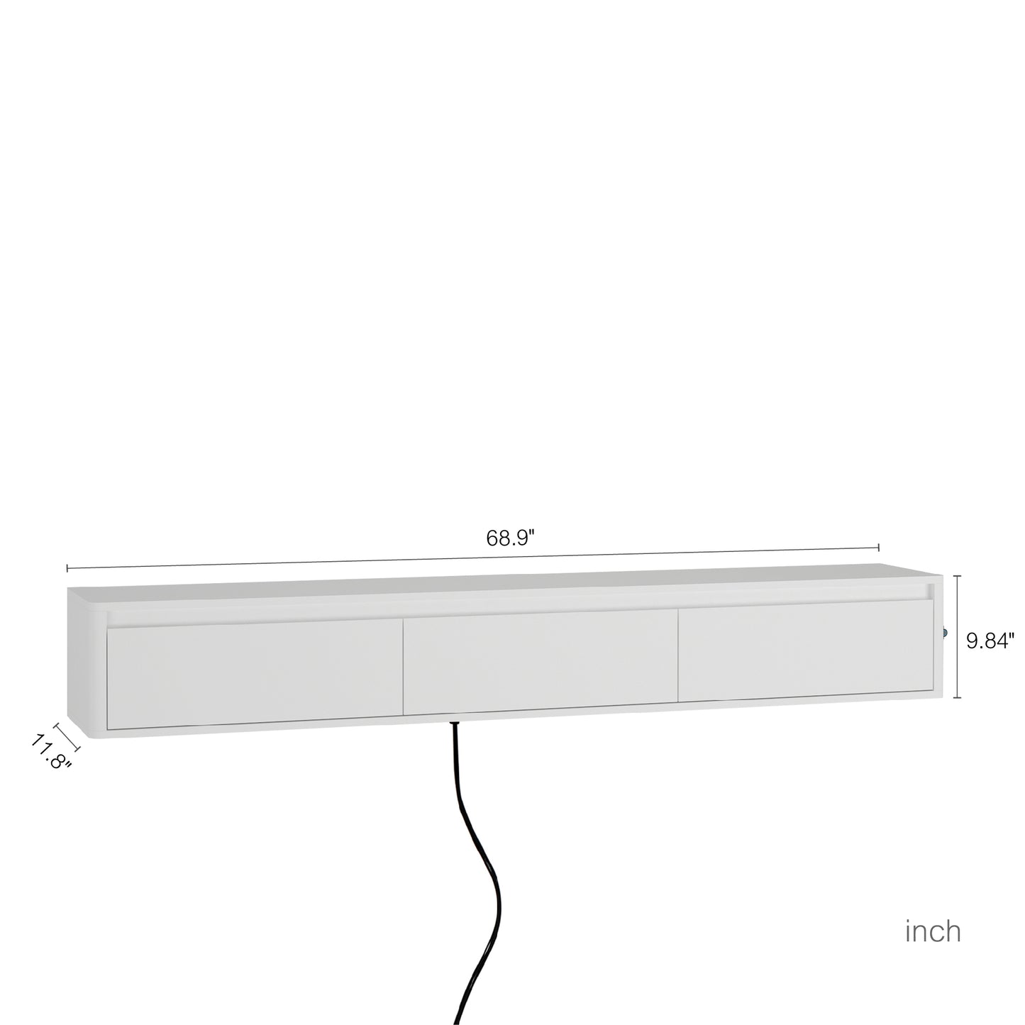Floating TV Stand, Wall Mounted TV Shelf With Led Lights & Power Outlet,High Gloss TV Cabinet For White Tv Stands For Living Room