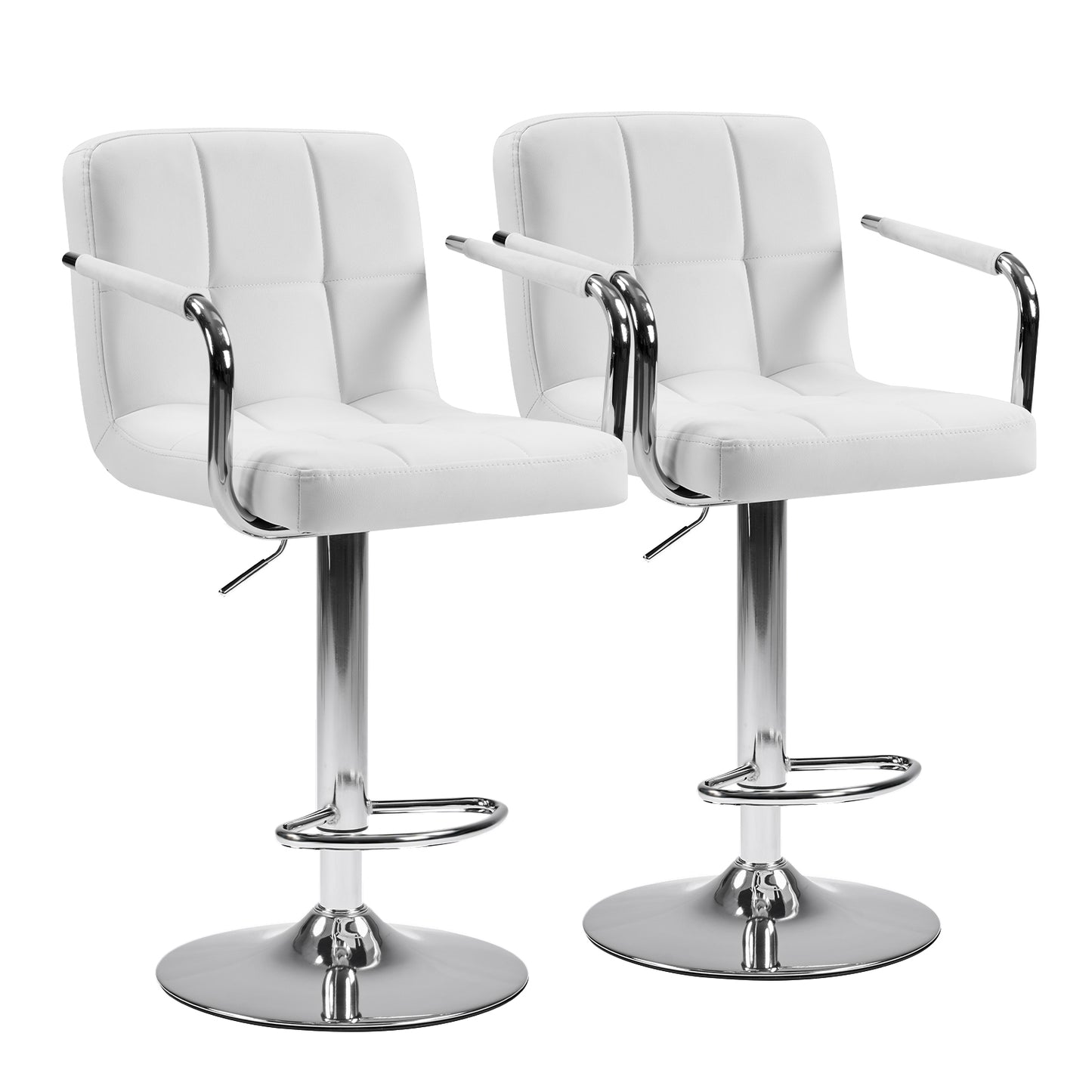 2-piece Bar Chairs, Adjustable Rotating Bar Chairs, Equipped With Padded Armrests And Backrests, Made Of Waterproof Polyurethane Leather Material
