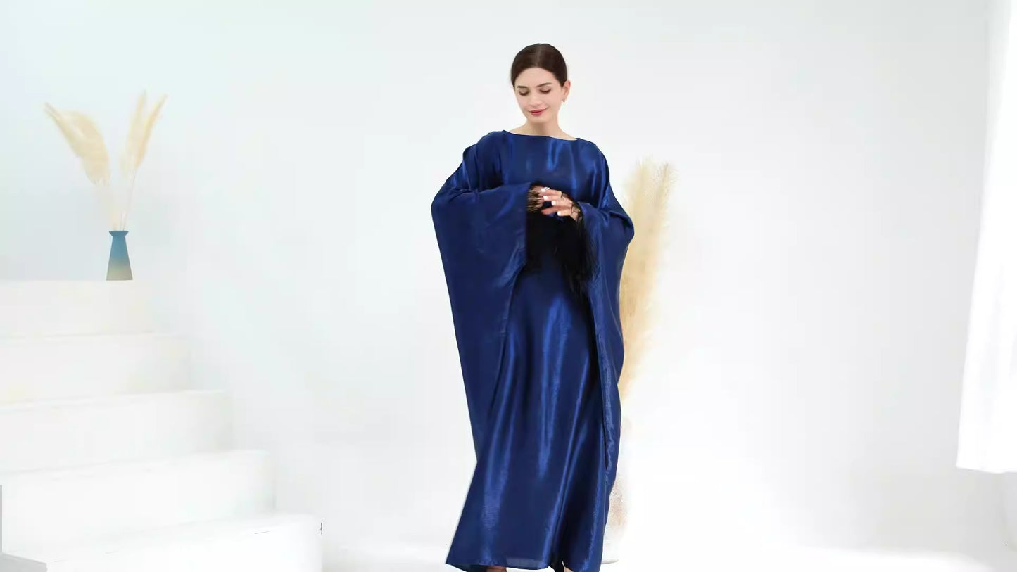 Dubai Spring/Summer Party Fur Sleeves Dress Robe