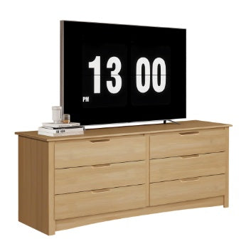 A TV Cabinet With 6 Drawers, A 59-inch Wooden Wardrobe, And A Bedside Table