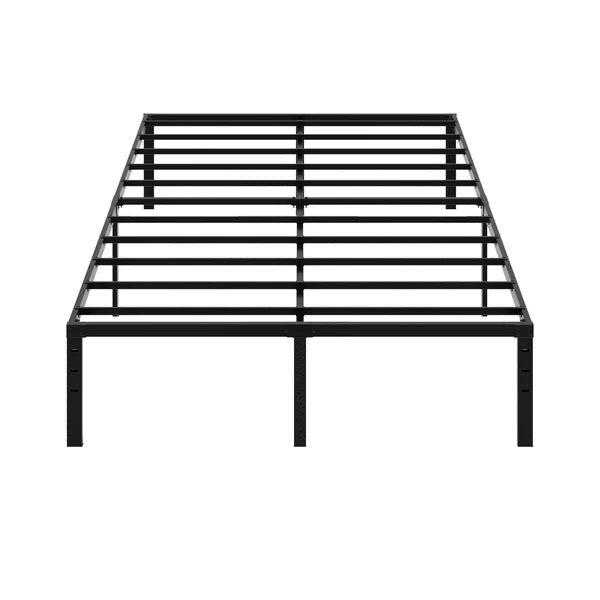 Black Full Size Simple Basic Platform Metal Bed Frame - 14 Inch Bed Height