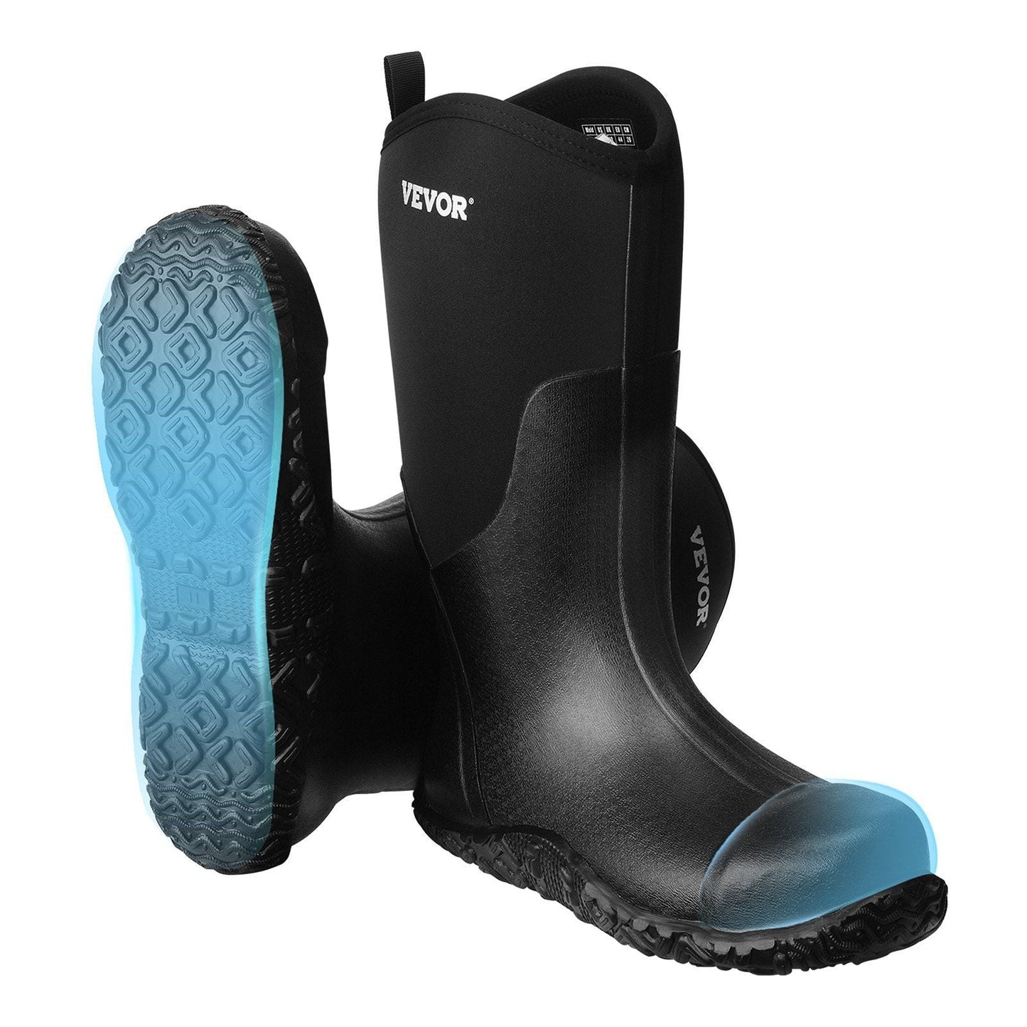 Rubber Boots for Men Protective Footwear Steel Toe Work Rain Boots Size 12 US