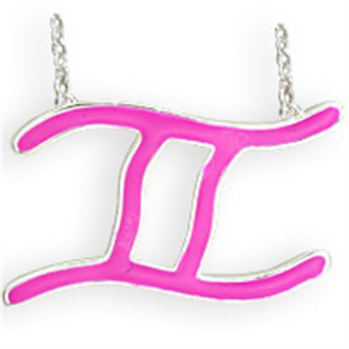 SNK10PINK - Silver Brass Chain Pendant with Epoxy in Rose