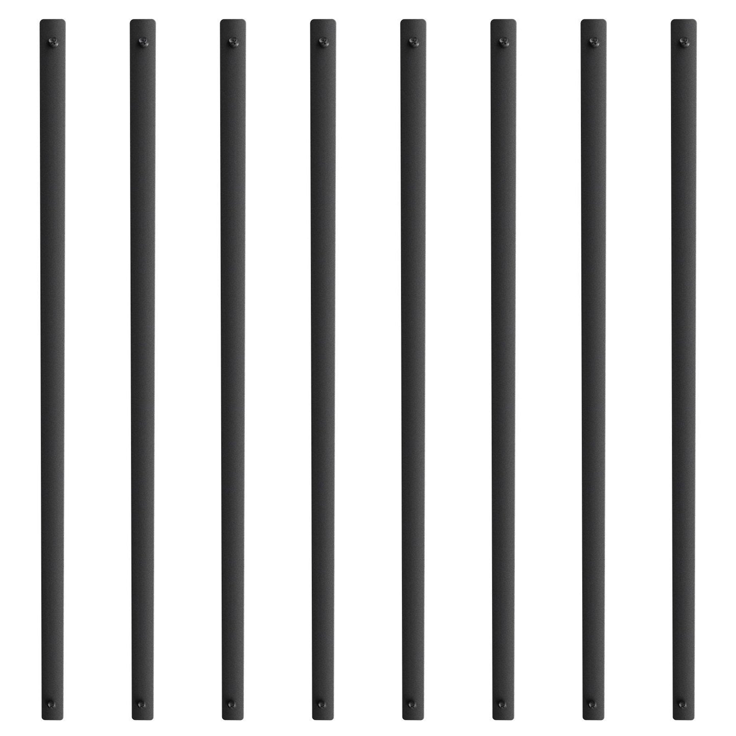 Staircase Metal Balusters, 38'' x 1'' Flat Aluminum Alloy Decorative Banister Spindles, 72 Pack Deck Baluster with Screws, Classic Hollow Deck Railing Satin Black Powder Coated for Porch
