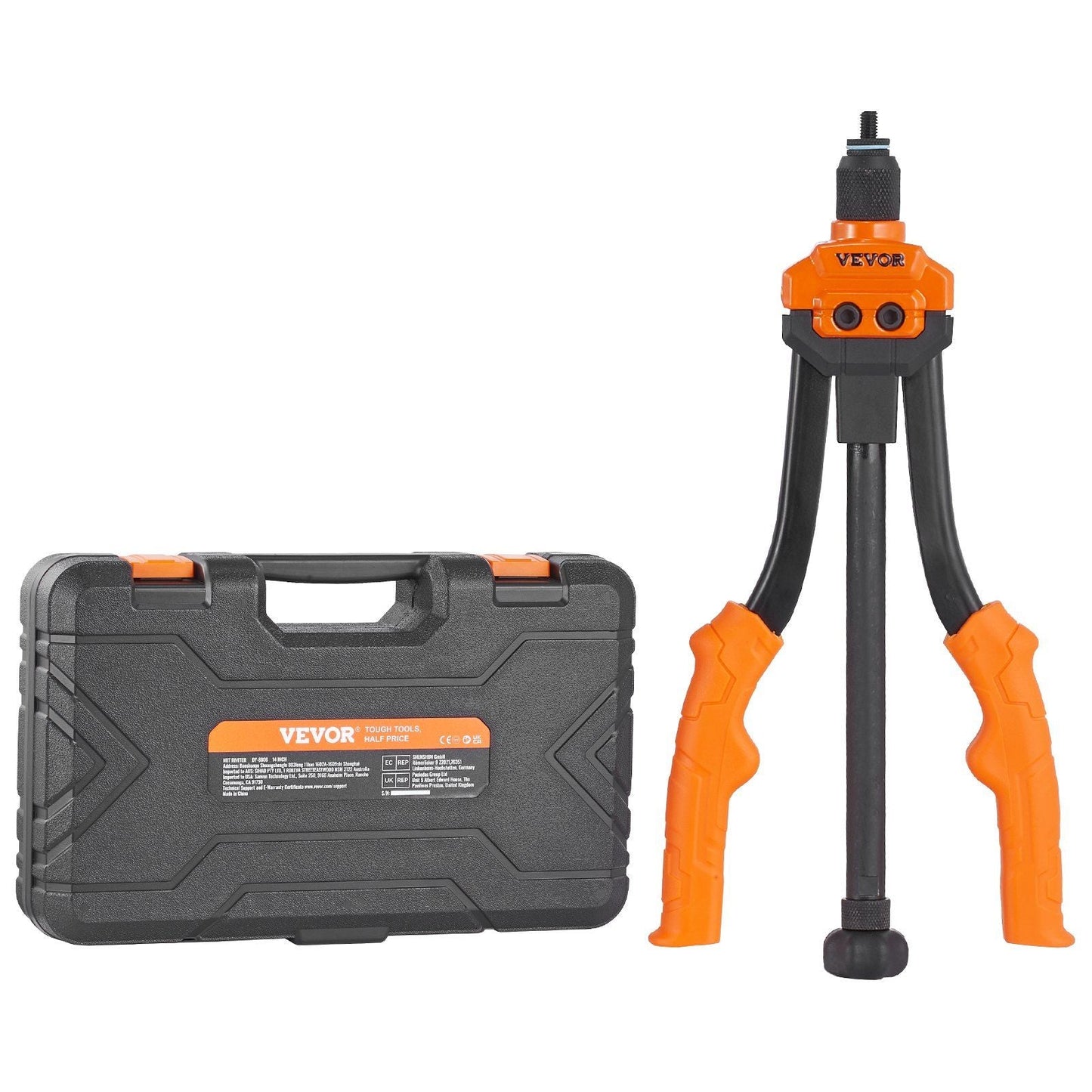 Rivet Nut Tool, 14' Rivnut Tool Kit with 7 PCS Metric and SAE Mandrels, 70 PCS Assorted Rivet Nuts, 10-24, 1/4-20, M6, 5/16-18, M8, 3/8-16, M10, Rivet Nut Kit With Rugged Carrying Case