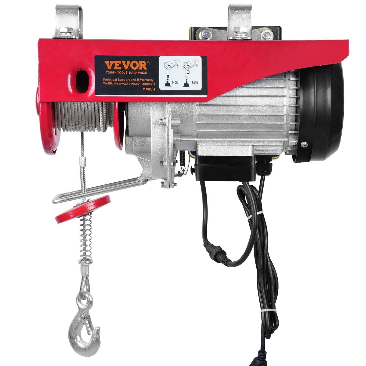 880lbs Wireless Remote Control Electric Hoist ,Electric Hoist with Remote Control 110 volt, 40ft/20ft Lifting Height Pure Copper Motor Attic Lift, for Garage Warehouse Factory