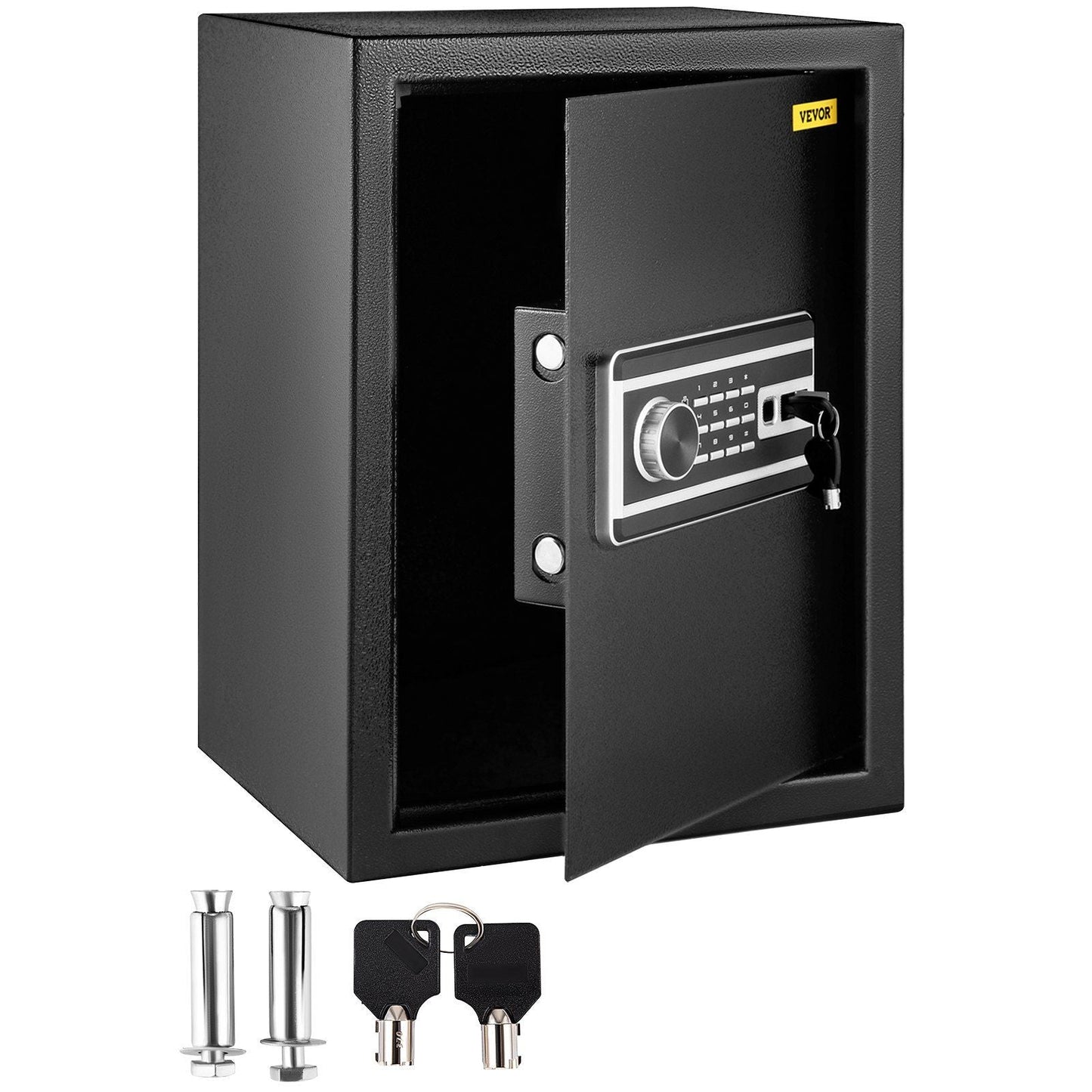 Safe Box, 2.1 CU.FT Fingerprint Safe Box for Money w/ 2 Keys & Digital Keypad, Q235 Steel Safe Box for Storing Cash, Jewelry, Pistols, Documents, Watches in Home & Office & Hotel