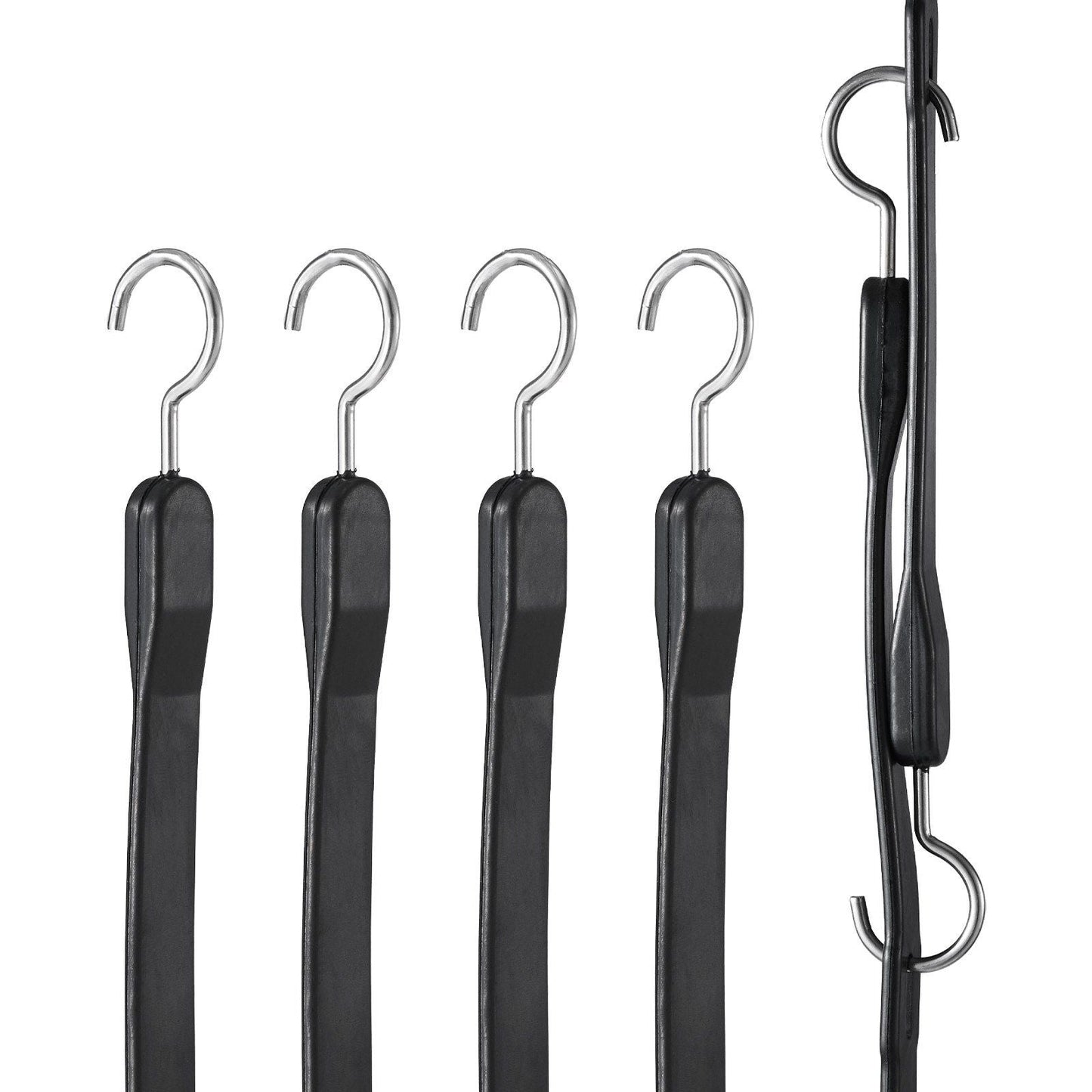 4 Pcs Flat Bungee Cord Set 20 mm Heavy Duty Bungee Straps with S-Hook 40"
