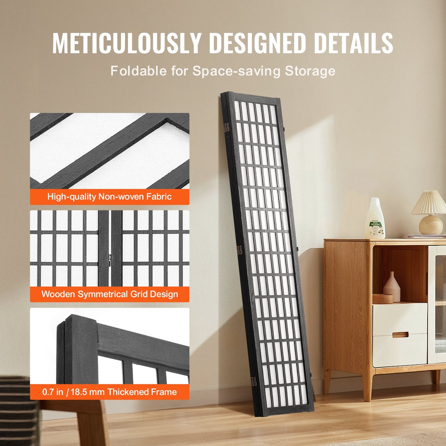 Room Divider, 3 Panel Japanese Room Divider, Wood Folding Privacy Screen Indoor, Japanese Partition Dividers Portable Decoration Screens, For Room Separation Home Office Restaurant & Bedroom