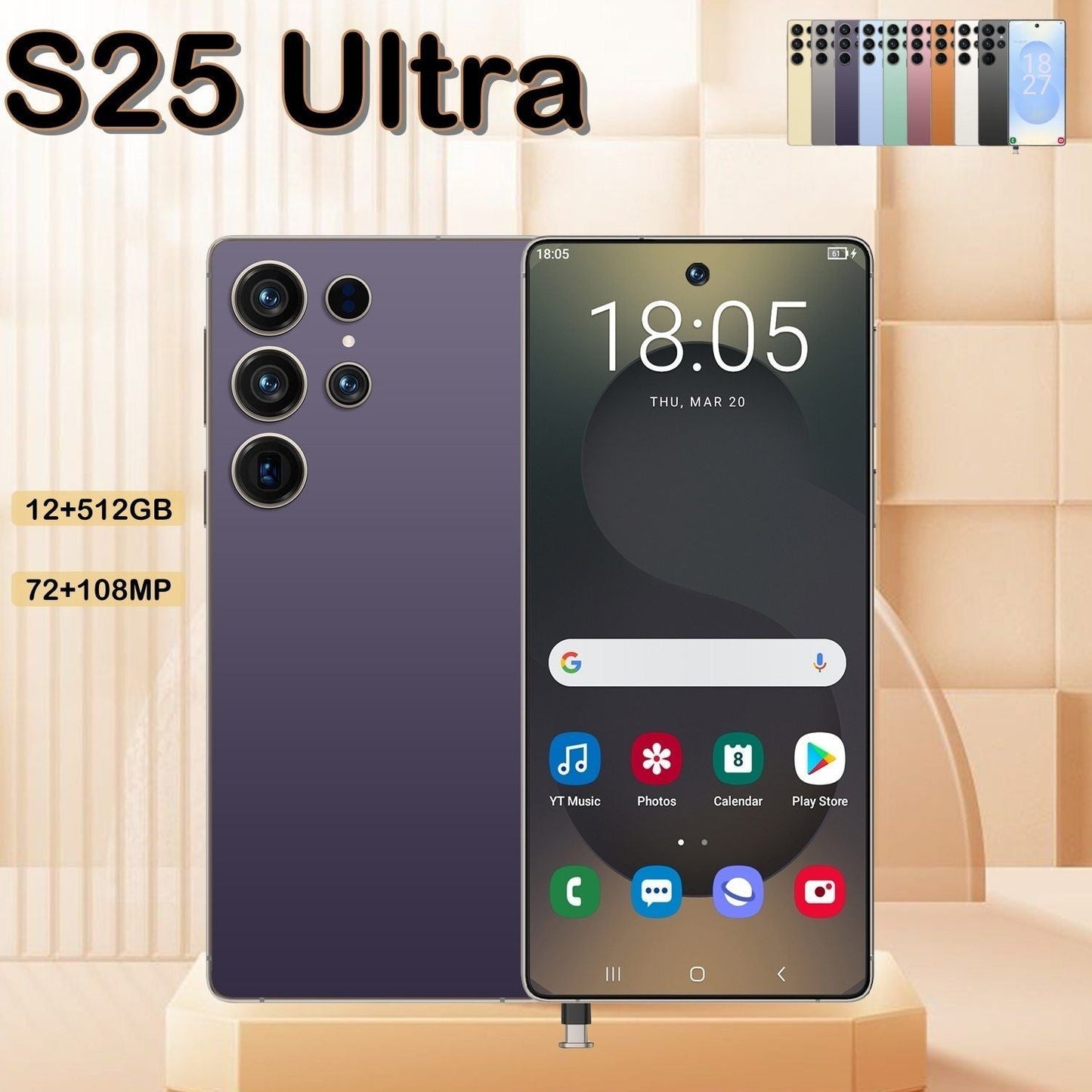 I25 Ultra 5G Smartphone, Unlocked Cell Phone, 6.8" HD Screen Unlocked Phones, , 6000mAh Battery, Built in Pen, 12+512GB, Android 14, Face ID+Fingerprint Lock