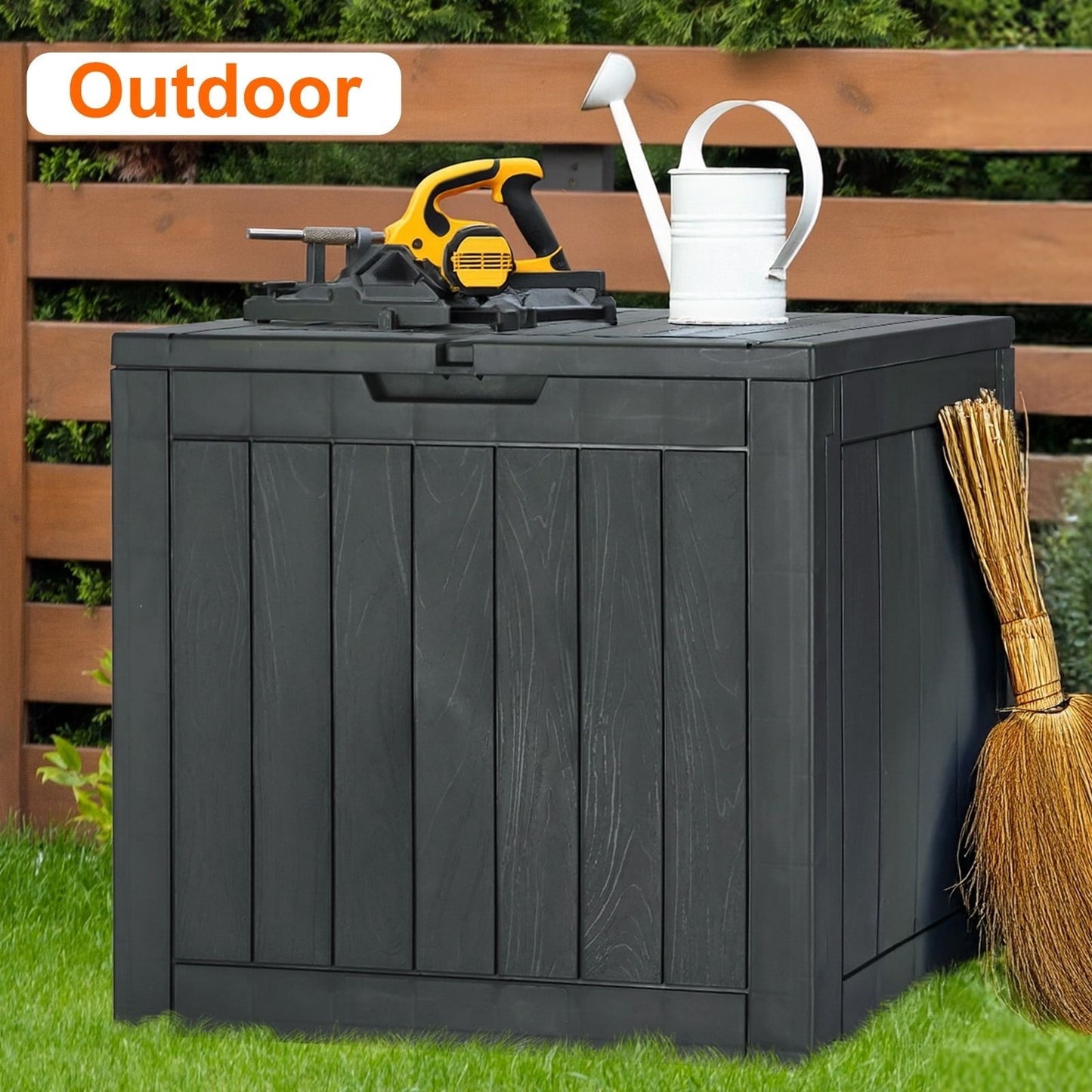 31 Gallon Resin Deck Box, Waterproof UV Resistant Outdoor Storage Box for Garden, Indoor