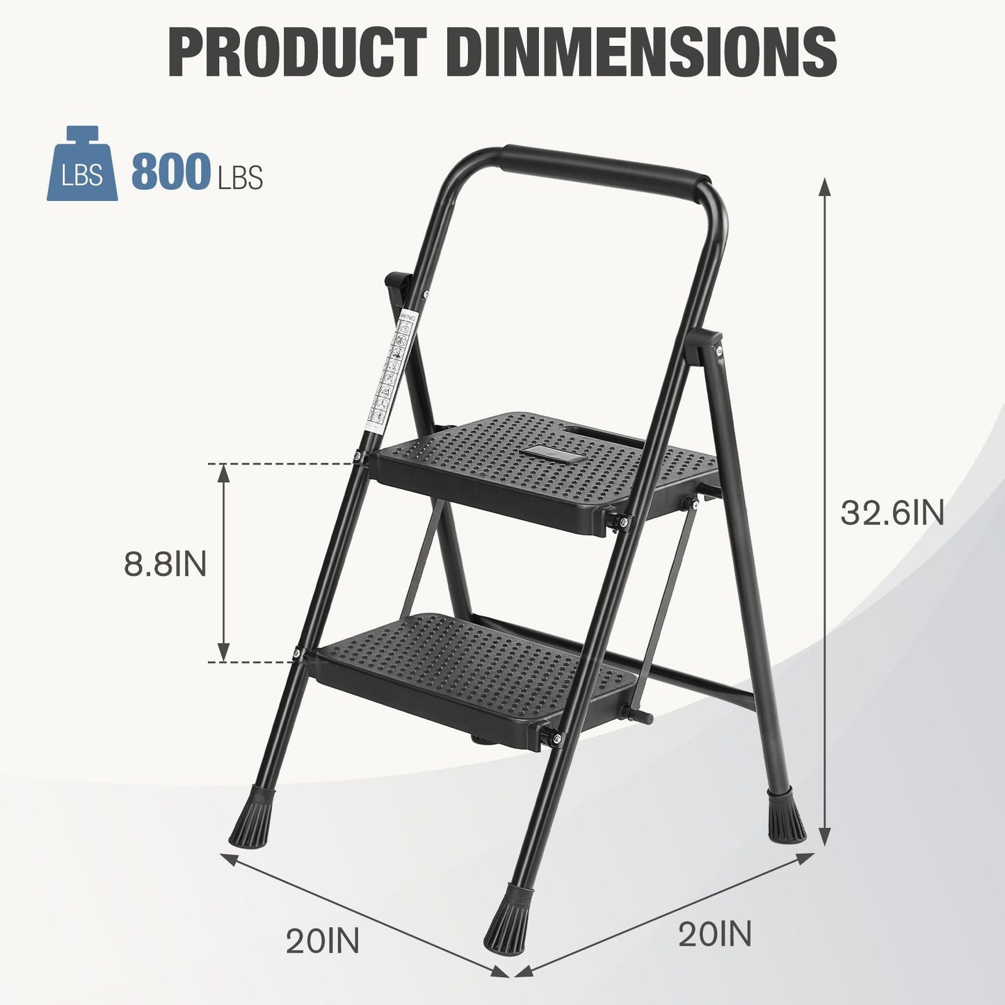 Household portable 3-layer step ladder, with safety buckle stable and safe