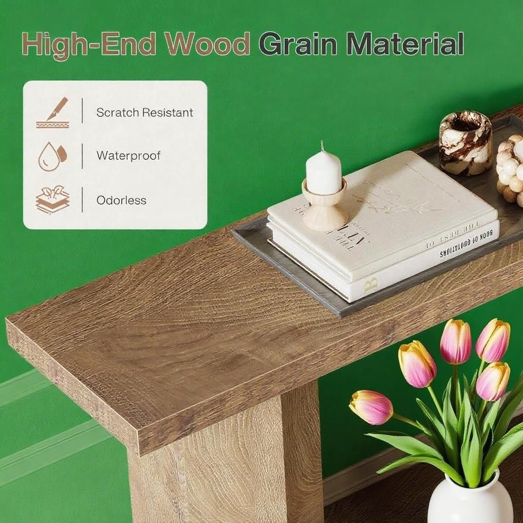 71-Inch Long Console Table For Entryway, Wooden Sofa Table Behind Couch, For Living Room