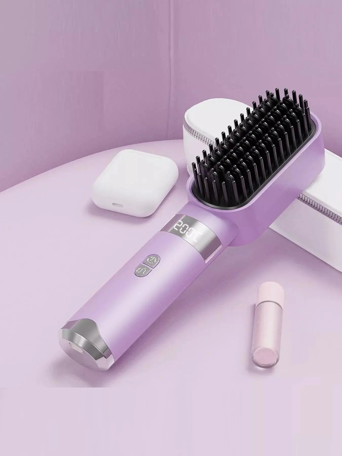 2-in-1 Portable Wireless Ionic Brush Straightener Comb