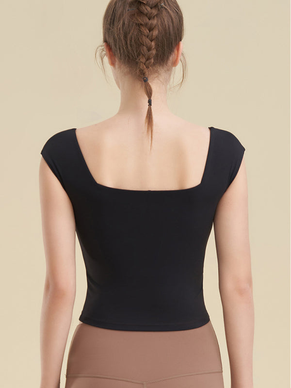 Women's Square Neck Sports Tight Tank Top for Yoga