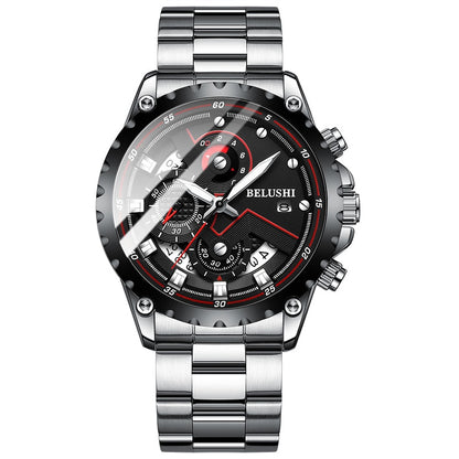 Fashion New Mens Watches BELUSHI Top Brand Luxury Chronograph Full Steel Waterproof Quartz Watch Men Date Sports Clock
