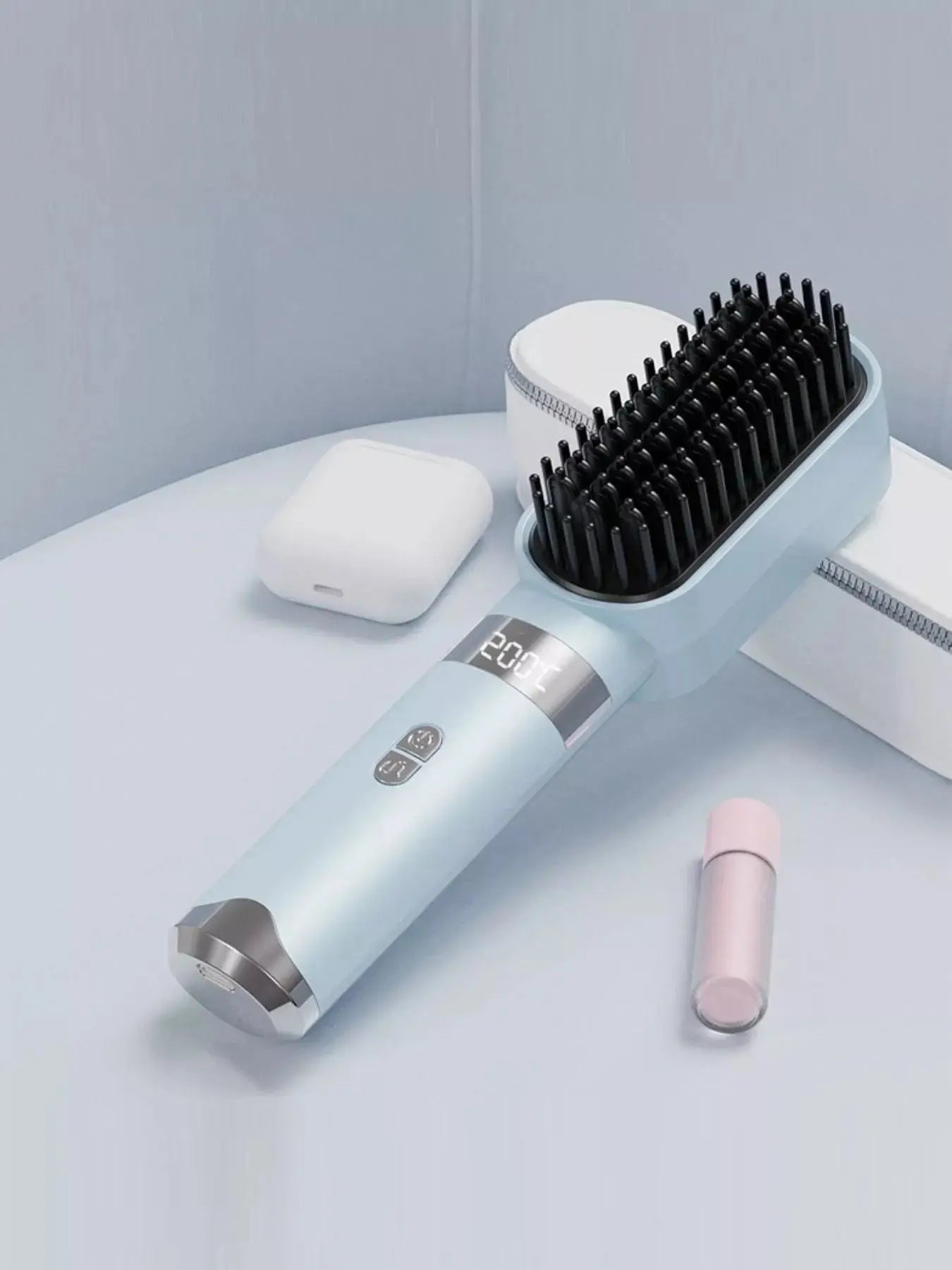 2-in-1 Portable Wireless Ionic Brush Straightener Comb