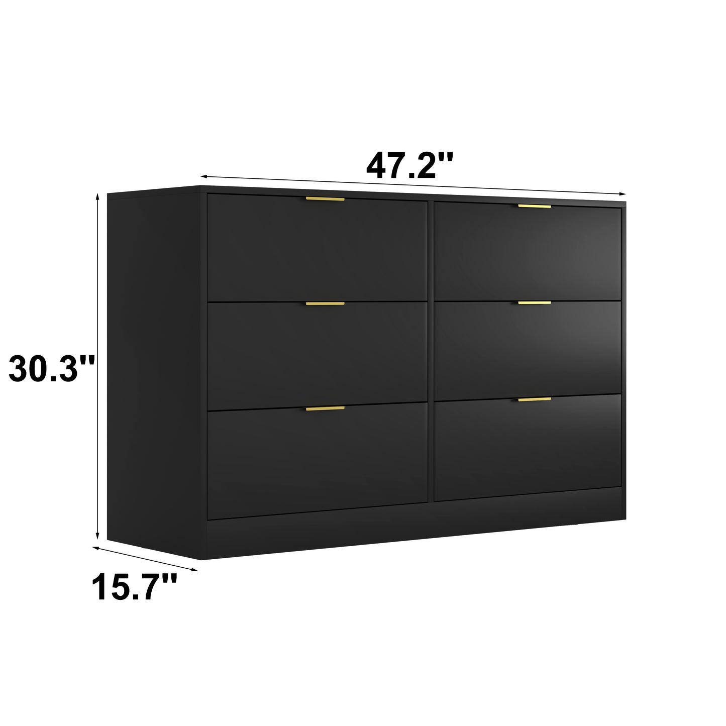 Simply Modern 6-Drawer Dresser, Chest Of Drawers For Bedroom, Living Room, Hallway, And Entryway - Large Storage Cabinet Black