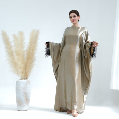 Dubai Spring/Summer Party Fur Sleeves Dress Robe