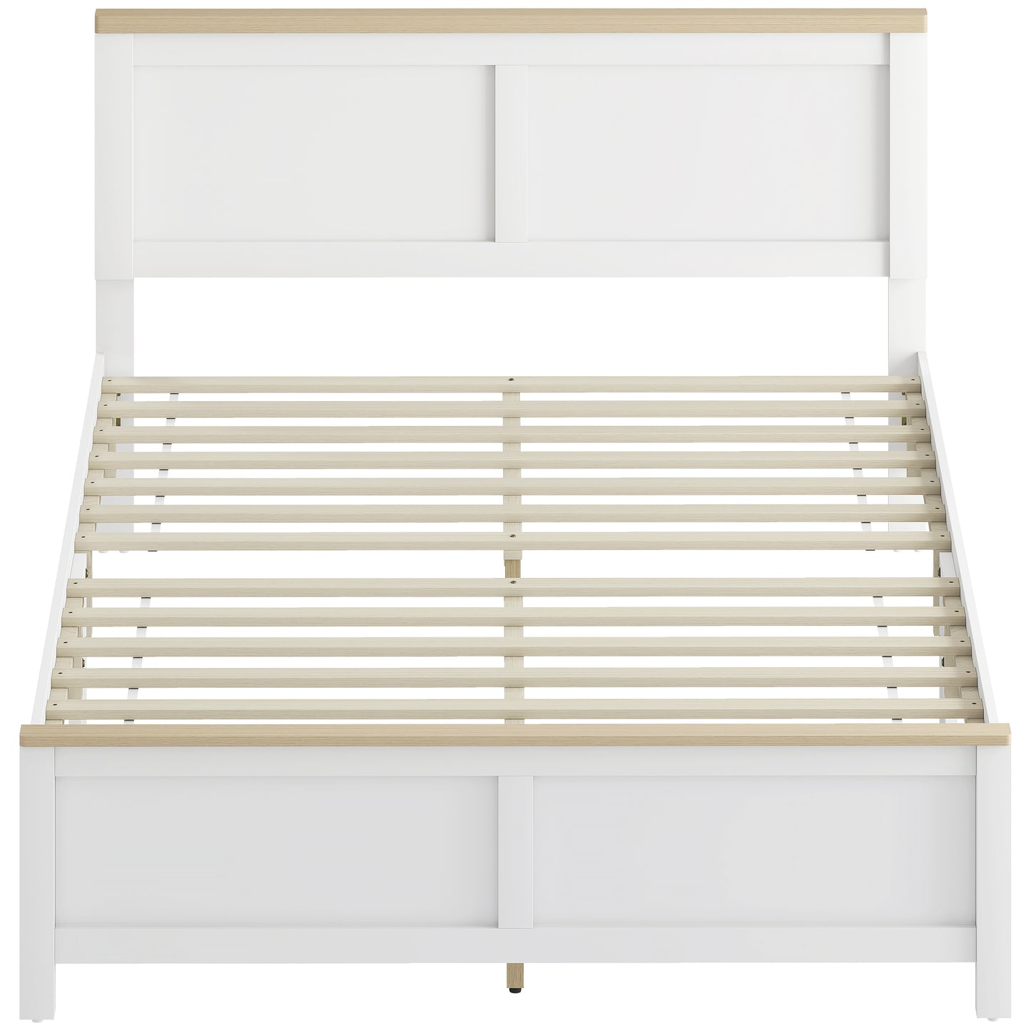 Full Bed Frame with Headboard, Modern Platform Bed Frame with Wooden Slats, No Box Spring Needed, Easy Assembly, White