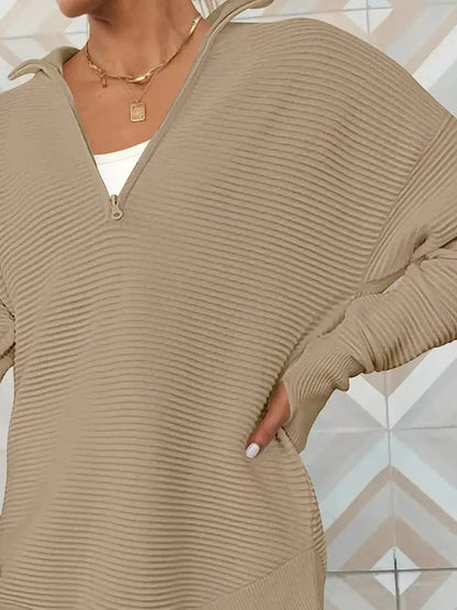 Half Zip Long Sleeve Knit Top