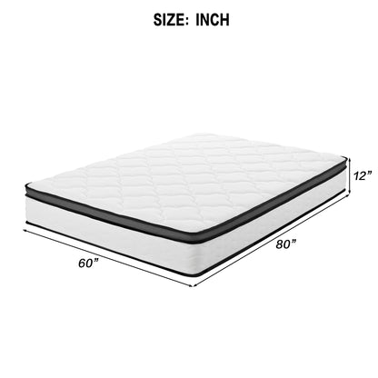 Queen Mattress, 12 Inch Queen Hybrid Mattress In A Box,  Individually Wrapped Pocket Coils Innerspring Mattress, Medium Firm, Pressure Relief & Breathable Comfort, CertiPUR-US, OEKO-TEX