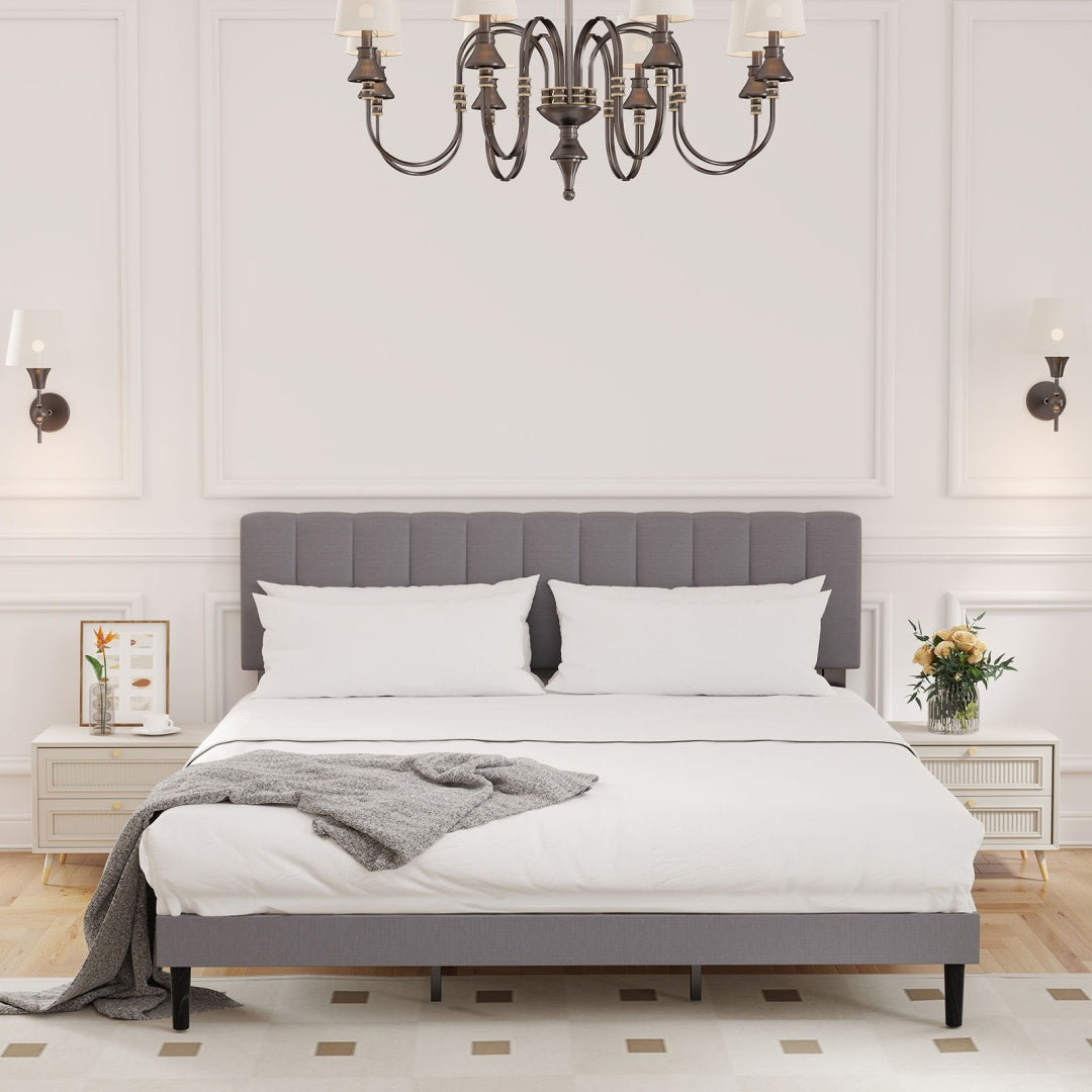 The Headboard Is Made Of Grey Sponge Soft Packaging, The Bed Board Is Wooden And The Bed Frame Is Iron