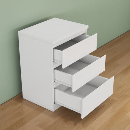 19.7-Inch White Nightstand With 3 Drawers, Beside Table With Drawers Handle Free Design,Thickened Top Plate,Small Side Table Storage Cabinet 3 Drawer Night Stand For Bedroom,Living Room