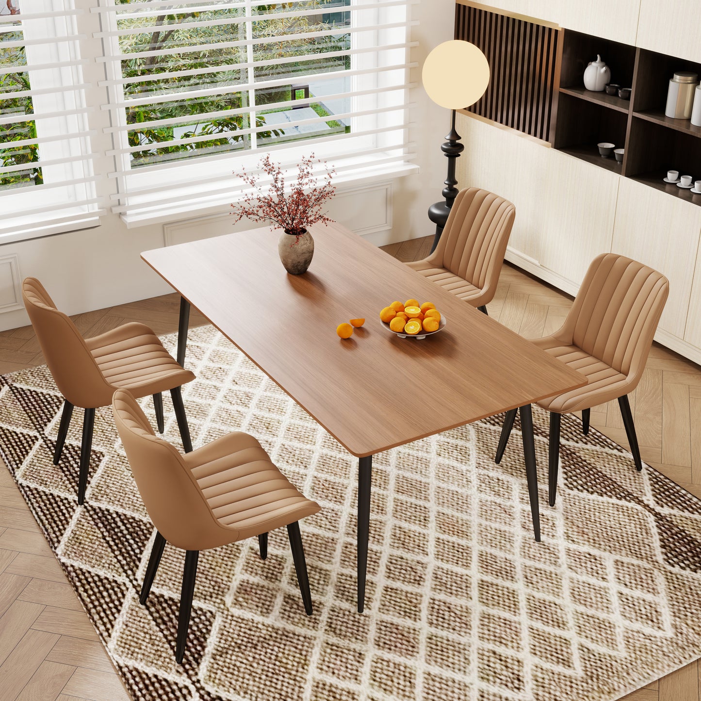 Set Of 2 Modern PU Leather Dining Chairs With Thick Cushions & Metal Legs, Armless Faux Leather Side Chairs For Kitchen, Dining Room