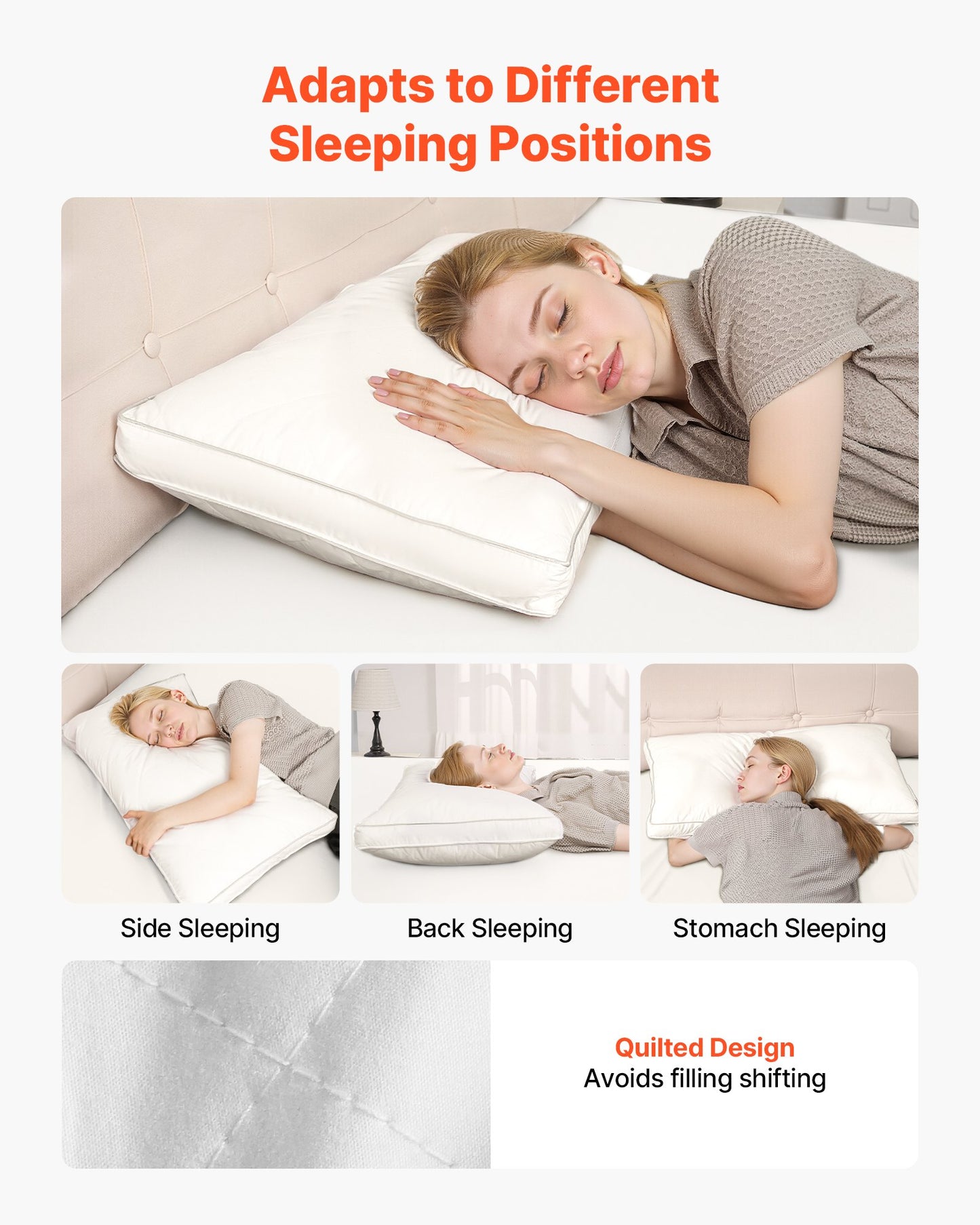 Bed Pillows For Sleeping, Set Of 2, King Size Luxury Quality Hotel Pillows With Original Down Alternative Filling, Supportive And Fluffy, Bedding For Back, Stomach And Side Sleepers, White