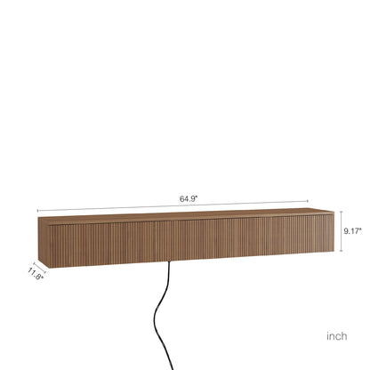 Floating TV Stand Wall Mounted With 16 Color LEDs,65inch Modern TV Stand, Floating TV Cabinet Entertainment Center For 55 60 65 Inch TV