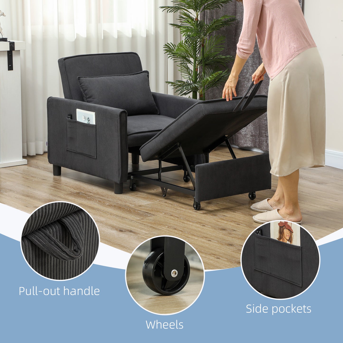 3-in-1 Convertible Chair Bed