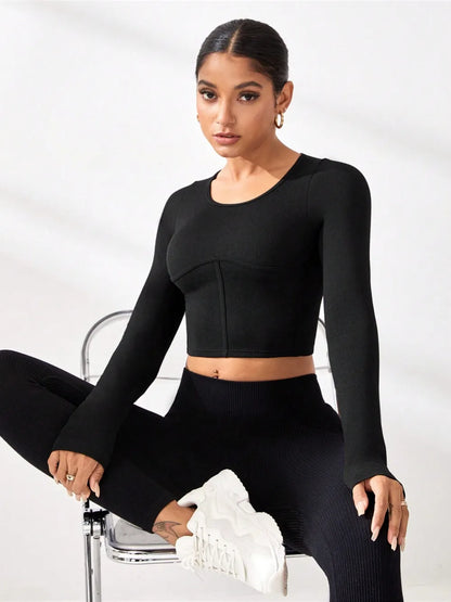 Round Neck Long Sleeve Active T-Shirt