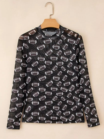 Game Day Mesh Sheer Long Sleeve Top