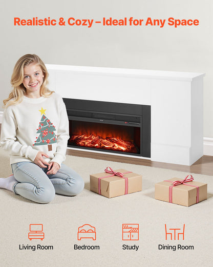 75 Inch Freestanding Fireplaces, 1500W 5120BTU Fake Electric Fireplace Stove Heater With Mantel, Overheating Protection, Adjustable Flames,Timer, Remote, For Living Room,Bedroom,White