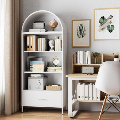 Metal Arched Household Storage Cabinet In Black And White Color