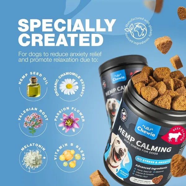 Hemp Calming Chews For Dogs Dog Calming Treats Anxiety Relief For Dogs