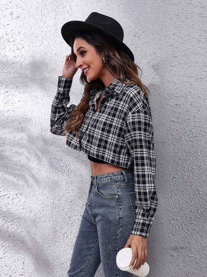 Button Down Printed Cropped Jacket