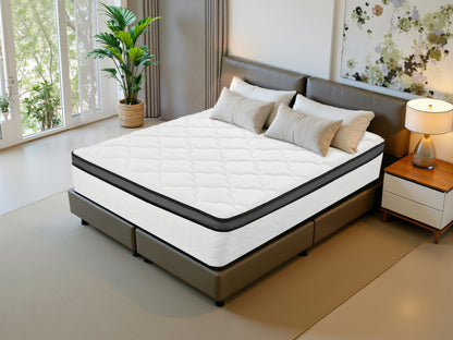 Queen Mattress, 12 Inch Queen Hybrid Mattress In A Box,  Individually Wrapped Pocket Coils Innerspring Mattress, Medium Firm, Pressure Relief & Breathable Comfort, CertiPUR-US, OEKO-TEX