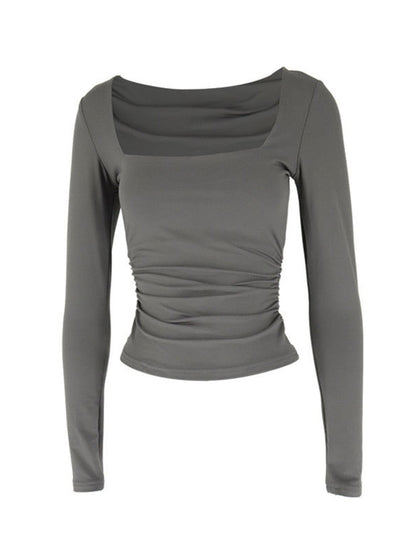 Square Neck Slim Fit Long Sleeve T-Shirt