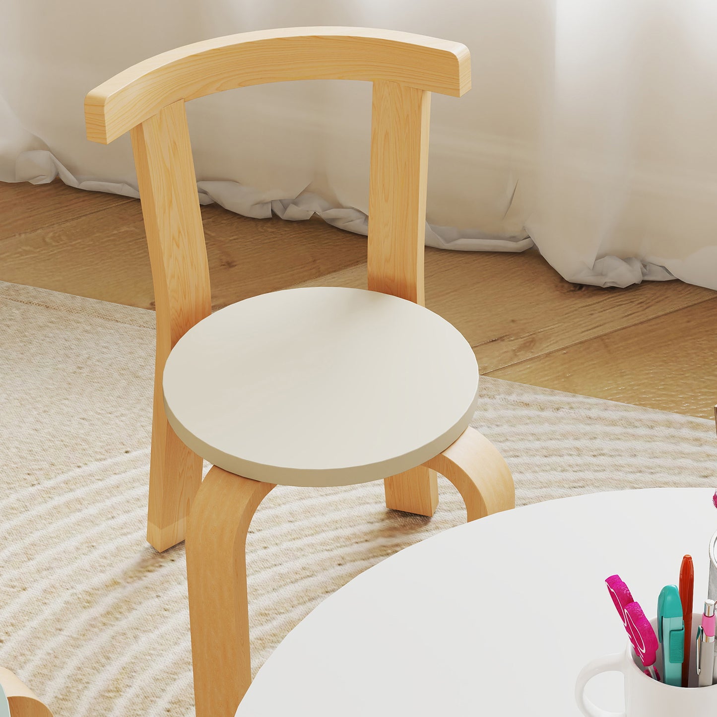 Wooden Kids Table and Chairs Set, 5 Piece Wooden Toddler Table and Chairs Set for Ages 3-8 Years, Green